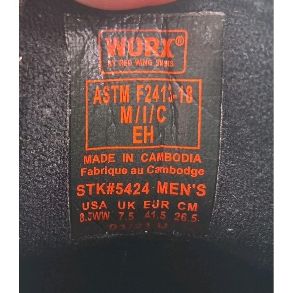WORX By Red Wing Shoes Boots Mens 8.5 Wide Black Leather Chelsea Work Steel Toe - Picture 9 of 10